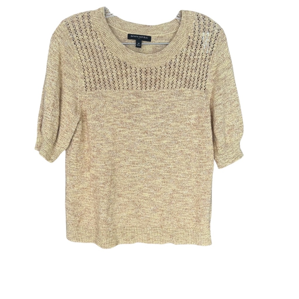 Banana Republic Short Sleeve Sweater / Top Gold-Yellow Size Medium